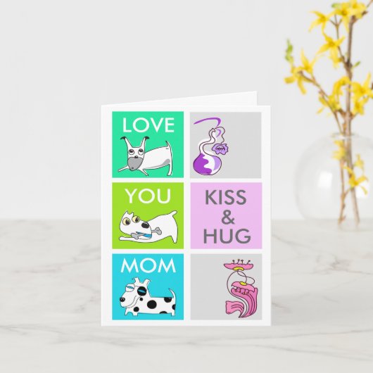 Kaart van het Moederdag van de Hond van de kus & (Gele Bloem)