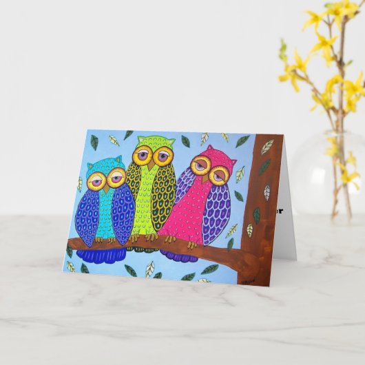 Kaart van het Moederdag van de Uilen van de Kunst (Gele Bloem)