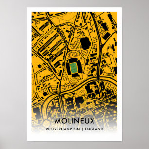 Kaart van het Molineux Stadium - Wolverhampton Wan Poster