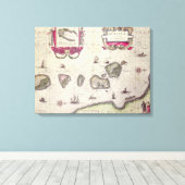Kaart van het Molukse eiland, gegraveerd Canvas Afdruk (Insitu (Houten vloer))