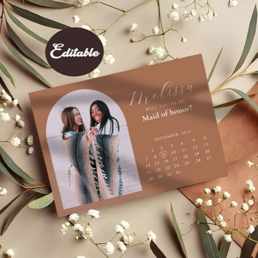 Kaart van het mooie Arch Bridesmaid-voorstel