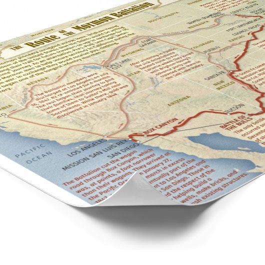 Kaart van het Mormon-bataljon Poster (Hoek)