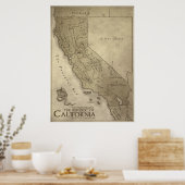 Kaart van het Mythische Land van Californië Poster (Keuken)