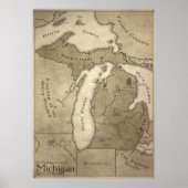 Kaart van het Mythologisch Land Michigan Poster (Voorkant)
