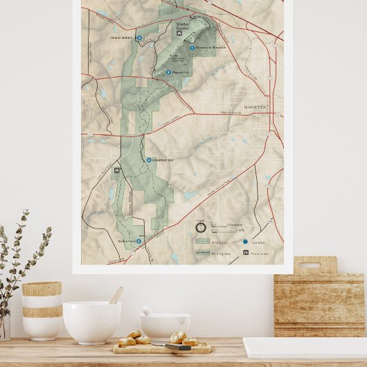 Kaart van het Nationaal Battlefield Park Kennesaw Poster (Keuken)