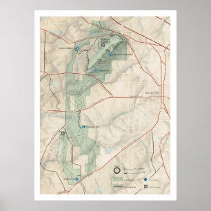 Kaart van het Nationaal Battlefield Park Kennesaw  Poster
