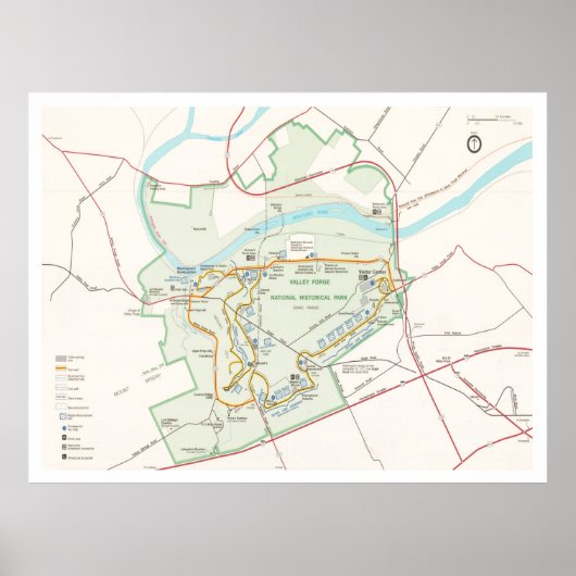 Kaart van het Nationaal Historisch Park van de val Poster (Voorkant)