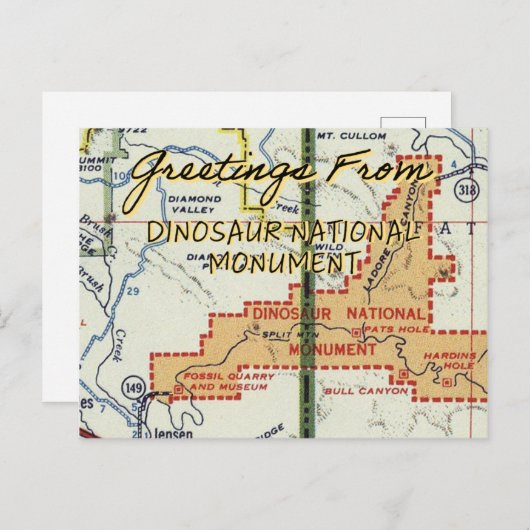 kaart van het nationaal monument Dinosaur (Voorkant / Achterkant)