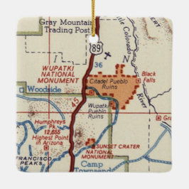  kaart van het Nationaal Monument van Wupatki Keramisch Ornament