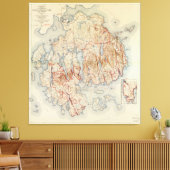 Kaart van het nationaal park Acadia, Maine (1942) Canvas Afdruk (Insitu (Woonkamer))