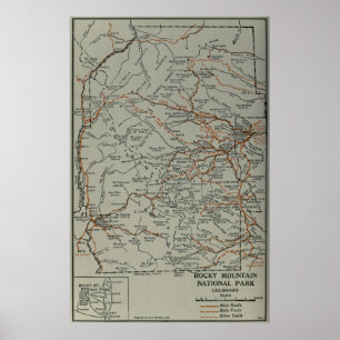 kaart van het nationaal park Rocky Mountains (191 Poster
