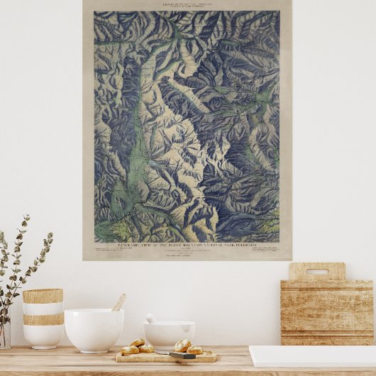  kaart van het nationaal park Rocky Mountains (191 Poster (Keuken)