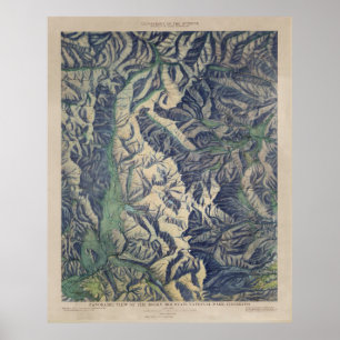  kaart van het nationaal park Rocky Mountains (191 Poster