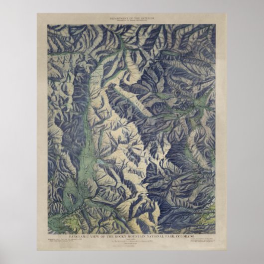  kaart van het nationaal park Rocky Mountains (191 Poster (Voorkant)