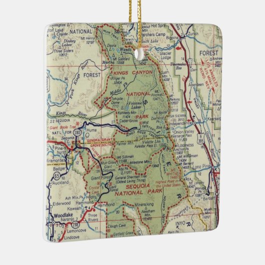  kaart van het nationaal park Sequoia Keramisch Ornament (Rechts)
