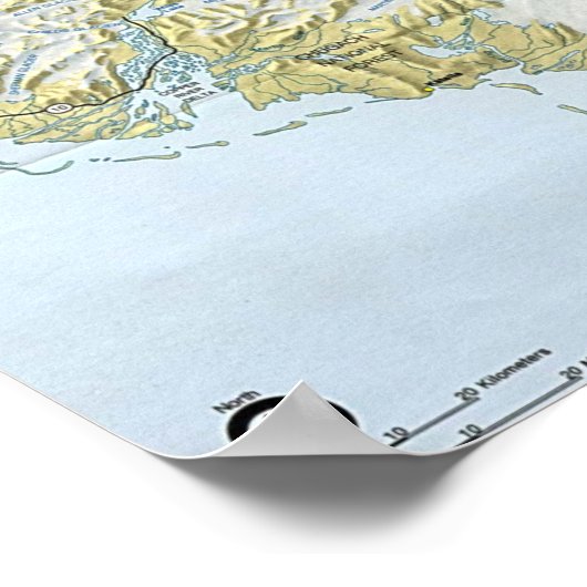 Kaart van het Nationaal Park Wrangell St. Elias Poster (Hoek)