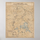  kaart van het Nationaal Park Yellowstone (1889) Poster (Voorkant)