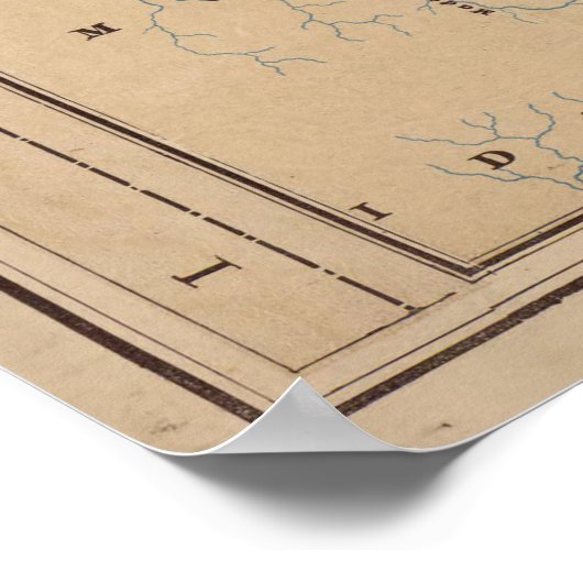  kaart van het Nationaal Park Yellowstone (1889) Poster (Hoek)