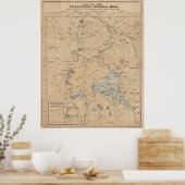  kaart van het Nationaal Park Yellowstone (1889) Poster (Keuken)