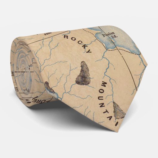  kaart van het Nationaal Park Yellowstone (1889) Stropdas (Opgerold)