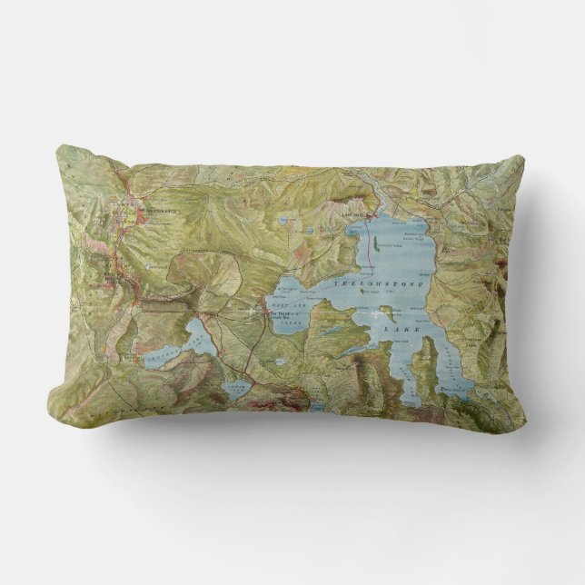  kaart van het Nationaal Park Yellowstone (1898) Kussen (Voorkant)
