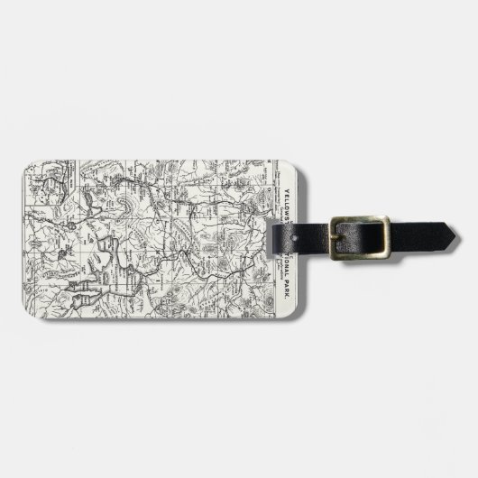 kaart van het nationale park van Yellowstone Bagagelabel (Voorkant horizontaal)