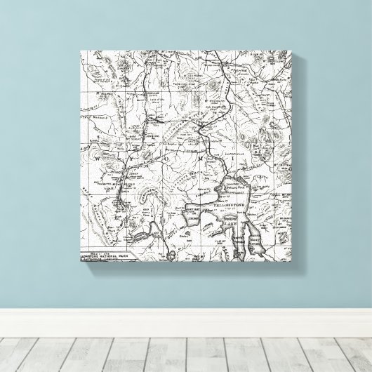  kaart van het nationale park van Yellowstone Canvas Afdruk (Insitu (Houten vloer))