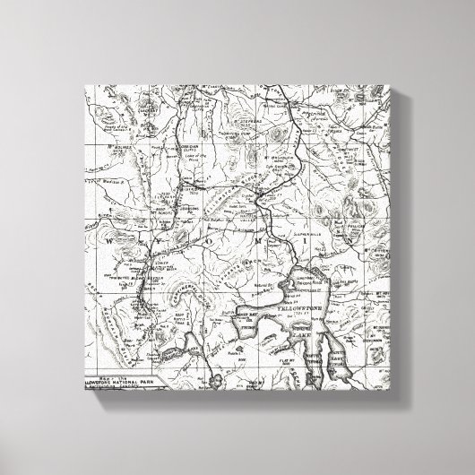  kaart van het nationale park van Yellowstone Canvas Afdruk (Voorkant)