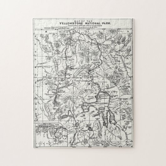  kaart van het nationale park van Yellowstone Legpuzzel (Verticaal)
