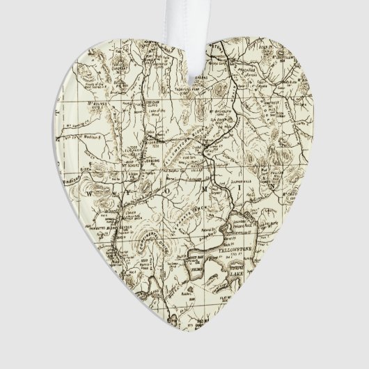  kaart van het nationale park van Yellowstone Sepi Ornament (voorkant)