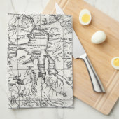  kaart van het nationale park van Yellowstone Theedoek (Quarter Fold)