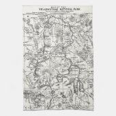  kaart van het nationale park van Yellowstone Theedoek (Verticaal)