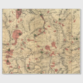  kaart van het nationale park Yellowstone (1881) Cadeaupapier (Vlak)