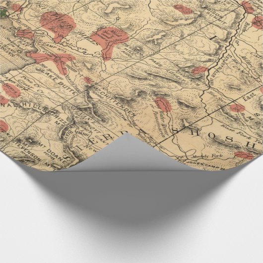 kaart van het nationale park Yellowstone (1881) Cadeaupapier (Hoek)