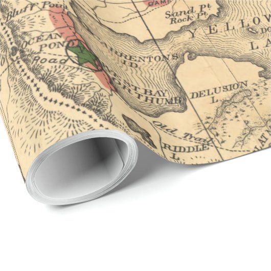  kaart van het nationale park Yellowstone (1881) Cadeaupapier (Rol Hoek)