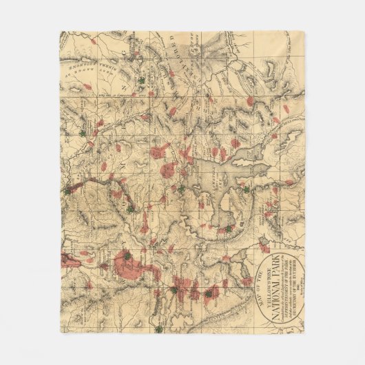  kaart van het nationale park Yellowstone (1881) Fleece Deken (Voorkant)