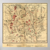  kaart van het nationale park Yellowstone (1881) Poster (Voorkant)