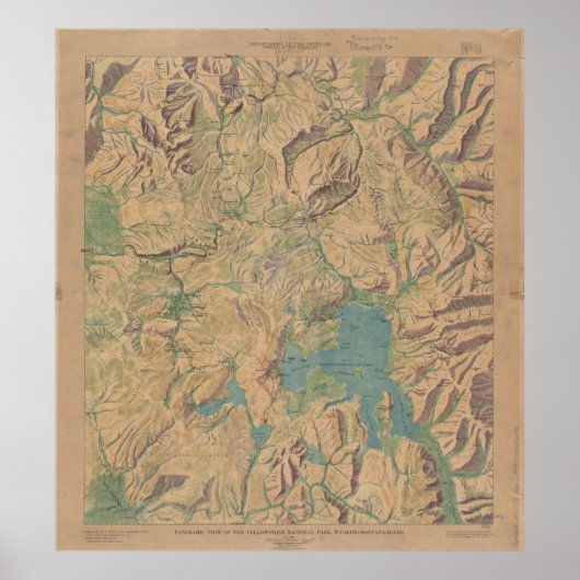  kaart van het nationale park Yellowstone (1914) Poster (Voorkant)