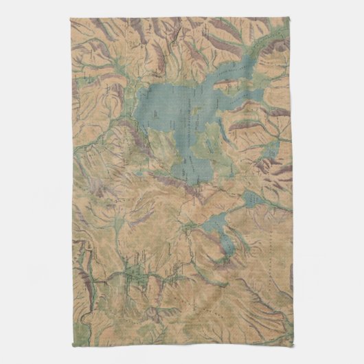  kaart van het nationale park Yellowstone (1914) Theedoek (Verticaal)