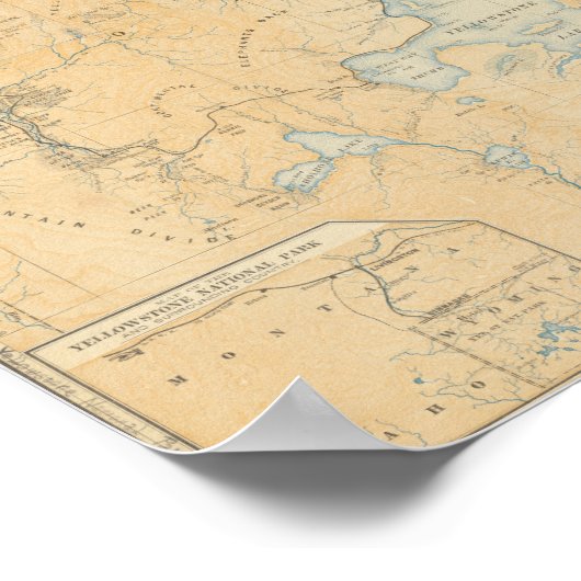 kaart van het nationale park Yellowstone Poster (Hoek)