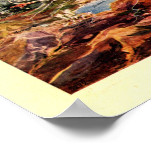kaart van het nationale park Yellowstone Poster (Hoek)