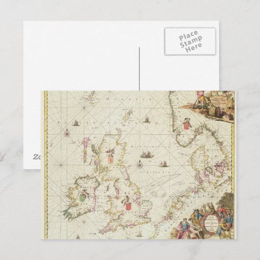 Kaart van het Noord-Zee, c.1675 (Voorkant / Achterkant)