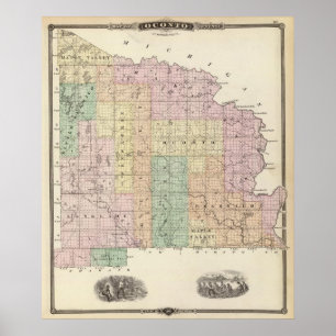 Kaart van het noordelijke deel van het district Oc Poster