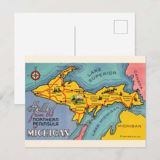 Kaart van het noordelijke schiereiland van Michiga (Voorkant / Achterkant)