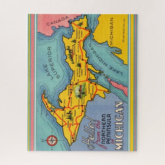 Kaart van het noordelijke schiereiland van Michiga Legpuzzel (Verticaal)