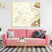 Kaart van het Noorden Zee, c.1675 Canvas Afdruk (Insitu (Woonkamer))