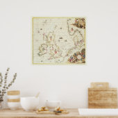 Kaart van het Noorden Zee, c.1675 Poster (Keuken)