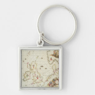 Kaart van het Noorden Zee, c.1675 Sleutelhanger