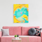 Kaart van het noordpoolgebied in de Arctische regi Canvas Afdruk (Insitu (Woonkamer))