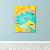 Kaart van het noordpoolgebied in de Arctische regi Canvas Afdruk (Insitu (Houten vloer))